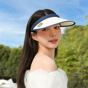 晚晚同款遮阳帽女夏季UV防晒神器防紫外线空顶骑行吹不翻太阳帽子