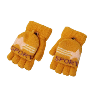 5-10岁儿童手套秋冬季半指翻盖男小学生五指女保暖可爱幼童写字新