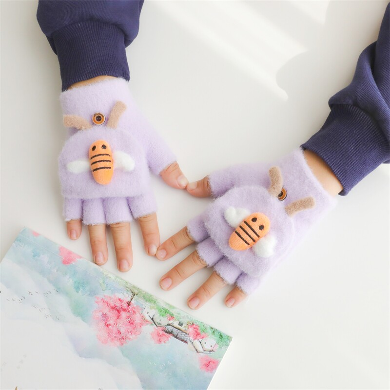 儿童手套冬季女童男童冬天小童宝宝2婴儿幼儿半指五指3岁小孩保暖