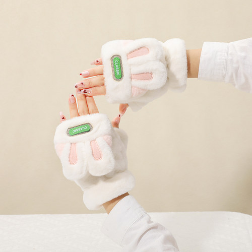 学生骑行加厚秋冬季毛绒手套佩昵