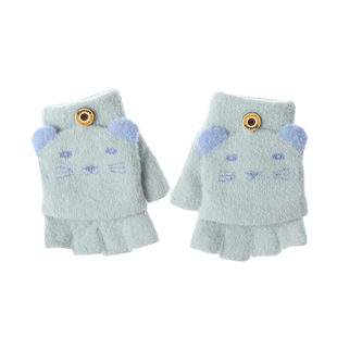 4-9岁儿童手套秋冬季半指翻盖男小学生五指女保暖可爱幼童写字新