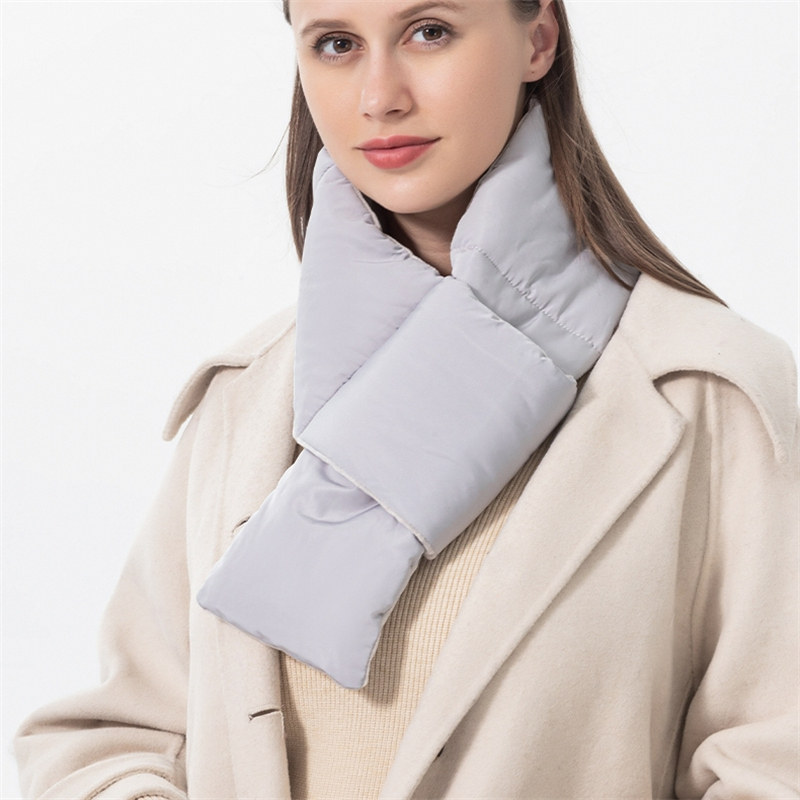 新款女秋冬羽绒棉围巾韩版情侣百搭交叉口袋披肩防寒护颈保暖围脖