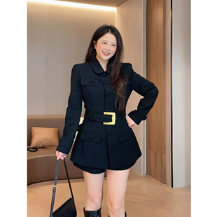 大萌萌微胖定制 26秋季高智感廓型收腰西装外套短裤显瘦女装套装
