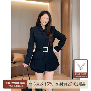 大萌萌微胖定制 26秋季高智感廓型收腰西装外套短裤显瘦女装套装