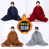 打坐披风加厚毛绒保暖静坐禅修披风观音斗篷大衣冬季 僧服居士棉服