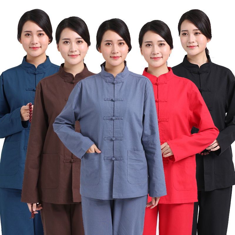 居士服装女套装衣服复古棉麻禅修服两件套中国风禅服禅意