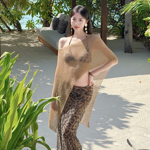 鲨鱼小姐欧美泳衣女性感豹纹高级显瘦氛围感比基尼度假温泉泳装