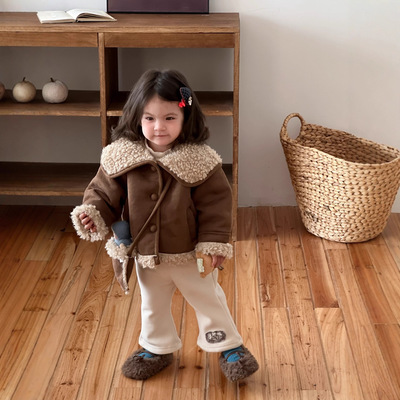 宝宝外套冬季加厚皮毛一体上衣保暖女童冬装韩系女宝穿搭冬款衣服