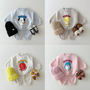 新品上新▲BabyWe韩国童装儿童冬季纯棉可爱卫衣长裤套装