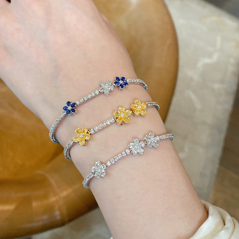 gia珠宝花朵玫瑰金钻石手链