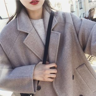 黑色毛呢外套女冬2021年新款秋冬季小个子中长款加绒加厚呢子大衣