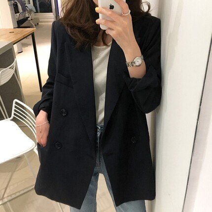 西装外套女新款2026春季韩版小个子黑色上衣高级感宽松版休闲西服