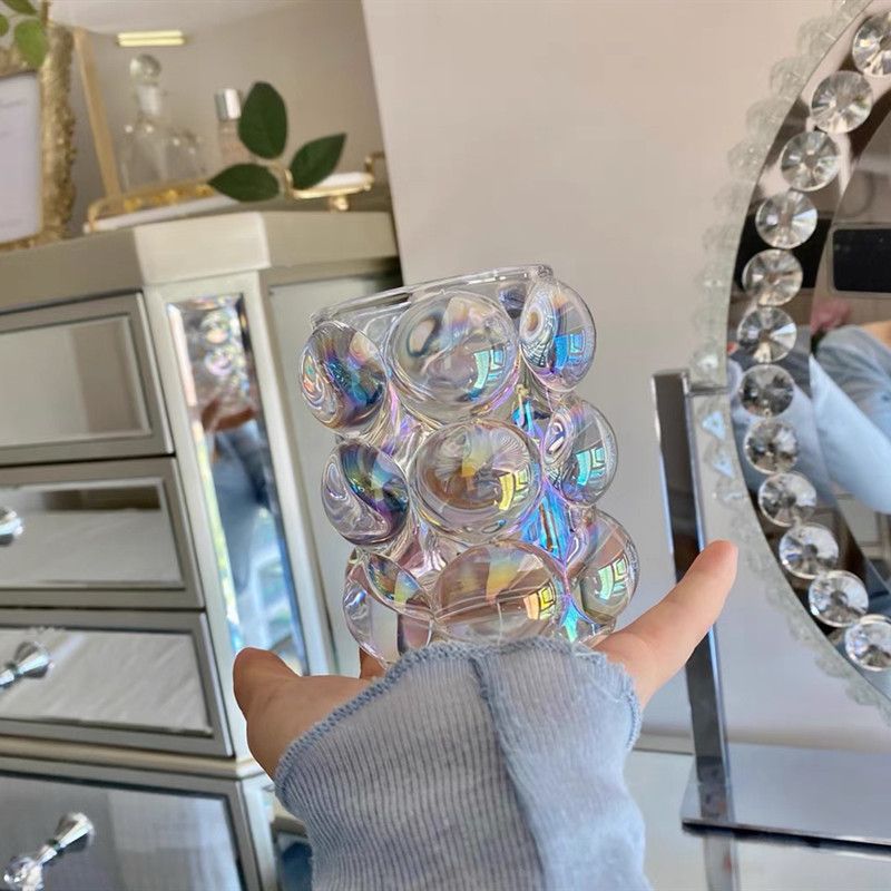 韩国ins透明玻璃异形珠点圆球收纳筒笔筒化妆刷筒拍照道具摆件