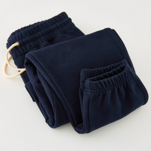 子休闲运动直筒束脚裤 男装 长裤 秋冬加绒加厚宽松大码 重磅纯色卫裤