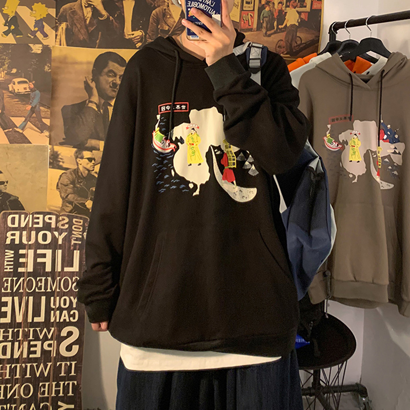 Hooded sweater men's autumn Korean fashion oversize casual top