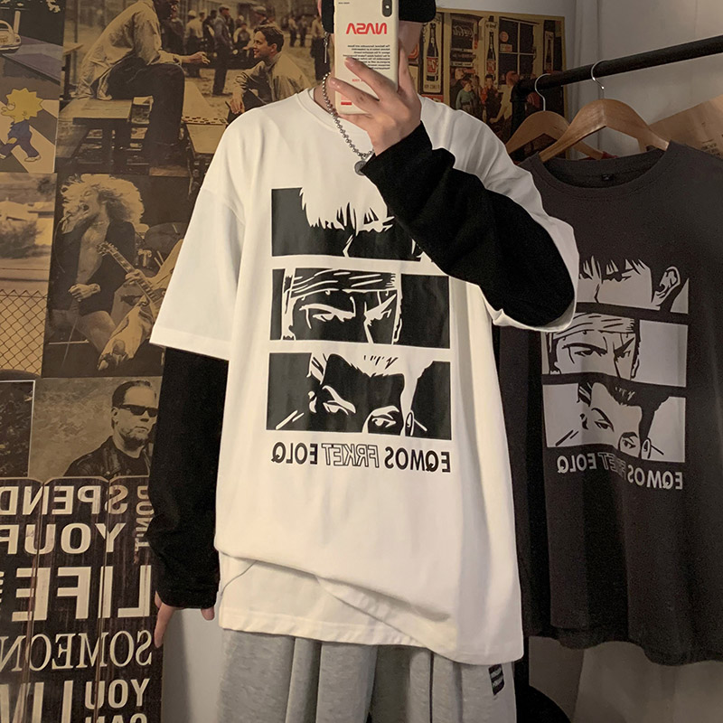 纯棉！春季假两件长袖圆领T恤男士韩版宽松潮流上衣外套DS898TP30,男装T恤,电商A102-1