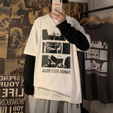 纯棉！春季假两件长袖圆领T恤男士韩版宽松潮流上衣外套DS898TP30，男装T恤，电商A102-1