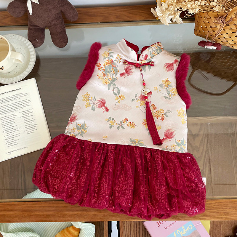 儿童夹棉加厚年服连衣裙2025秋冬新品女童拜年服新年新衣送礼棉服,童装/婴儿装/亲子装,儿童礼服,淘宝优惠券,粉丝福利购,淘宝优惠卷