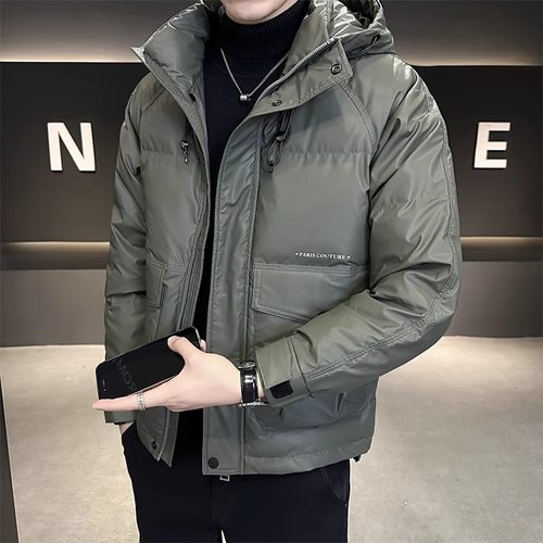 潮牌轻薄连帽羽绒服男士宽松短款外套冬季新款潮流白鸭绒保暖冬装