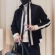 立领夹克男士 帅气修身 外套秋季 潮流时尚 休闲上衣 新款 轻奢拼色韩版