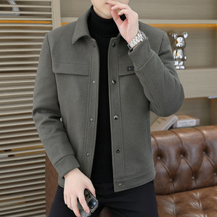 轻奢高档毛呢夹克男修身短款大衣秋冬季新款韩版潮流帅气休闲外套