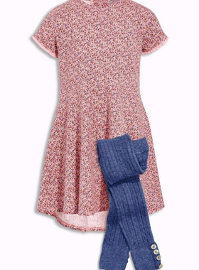 英国单出口货nex*女童纯棉短袖连衣裙外穿 红色 家居服连衣裙睡衣