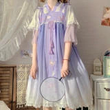 Оригинальное дизайнерское платье-комбинация, комплект, стиль Лолита, с вышивкой, с лямками