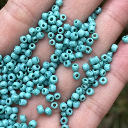 光环2mm3mm3.6mm蓝绿色玻璃米珠手工刺绣珠子DIY饰品串珠材料配件