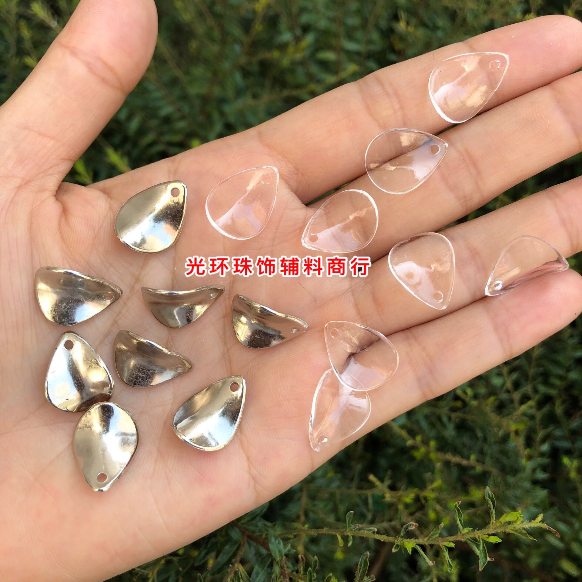 diy立体水滴亚克力银色花瓣耳环