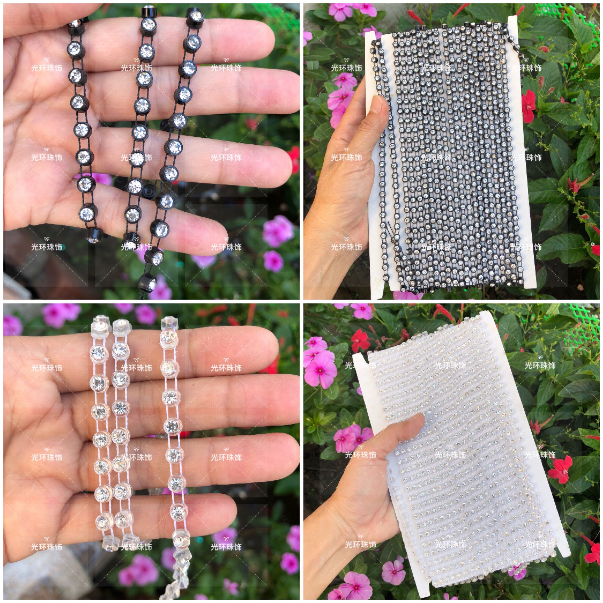 5mm白色黑色A钻连线钻链条 手工材料 DIY饰品配件 头饰塑料钻链