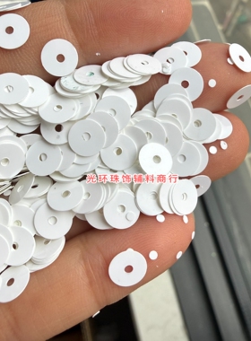 环保耐高温材质3mm-12mm圆形实白色平片手缝亮片DIY饰品服装辅料