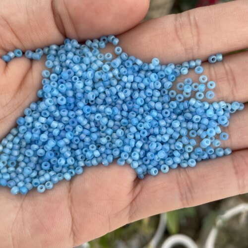 手工哑光粉蓝色磨砂辅料珠子