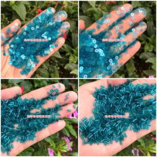 4.5mm玻璃管珠4mm圆形透明中孔蓝色亮片手工材料DIY配件饰品