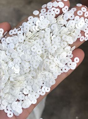 手工材料亮片4mm-20mm圆形中孔象牙白色亮片瓷白色珠片DIY饰品服