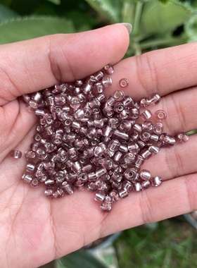 光环DIY米珠 3.6mm玻璃浅紫色银心米珠 手工串珠材料 缝衣服珠子