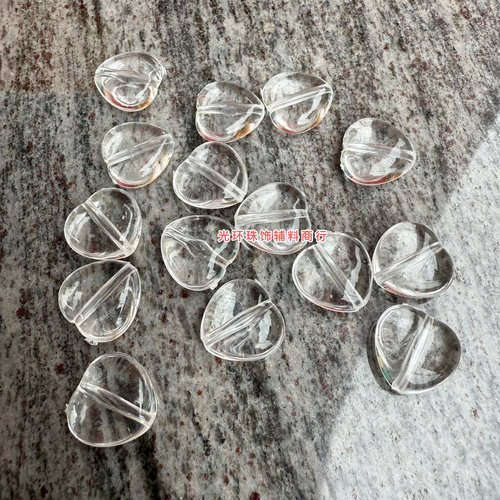 15*16mm透明亚克力直孔桃心珠子手工串珠材料DIY饰品爱心珠子散珠