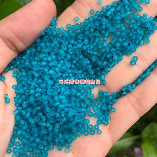 2mm透明磨砂浅蓝色米珠哑光玻璃珠子DIY材料自制珠珠戒指散珠