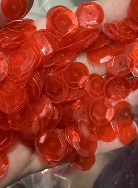 3mm-13mm透明红色凹凸圆形亮片没彩红色亮片DIY珠片手工材料饰品