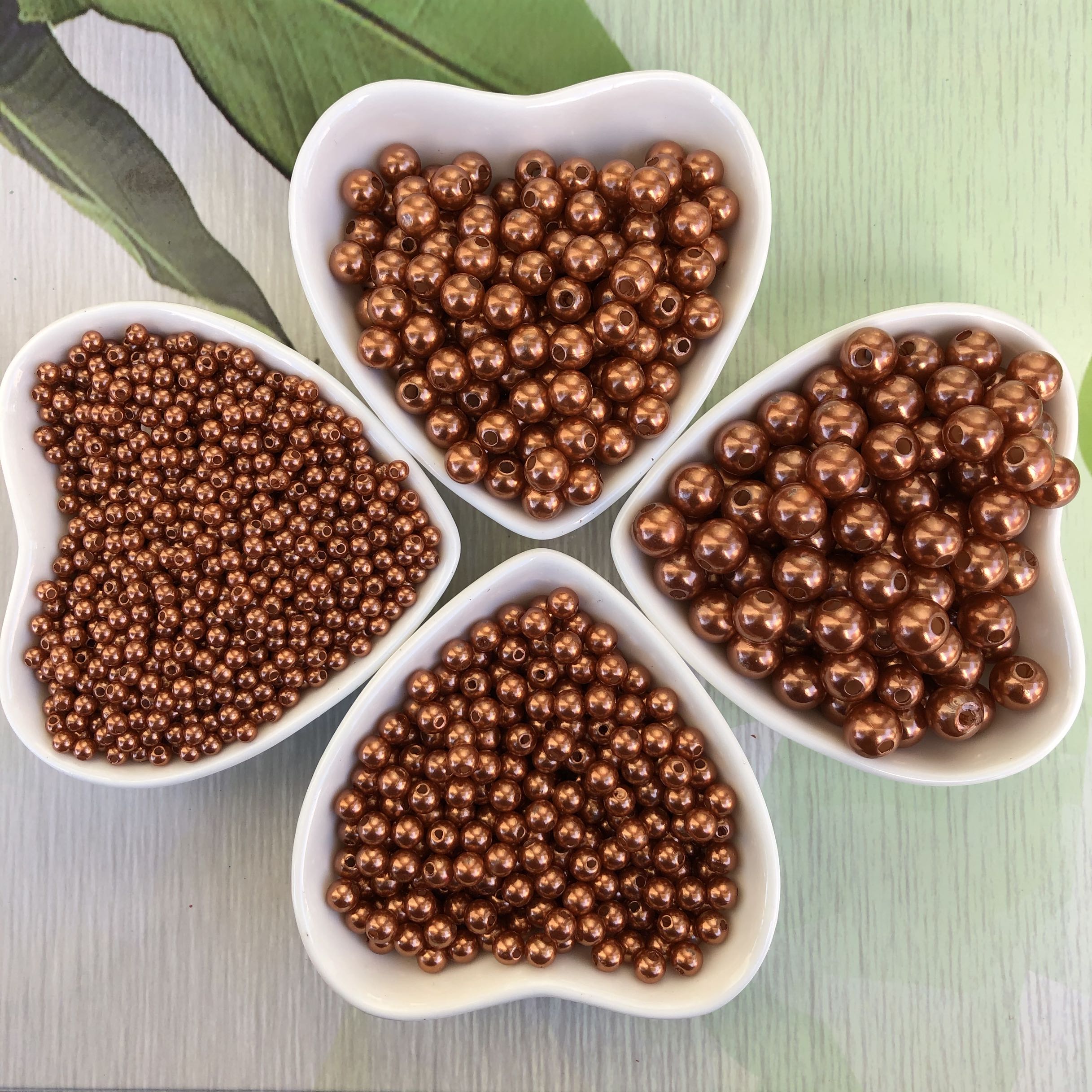 4mm6mm8mm10mm咖啡色仿珍珠散珠 手工串珠材料 高亮直孔珍珠饰品