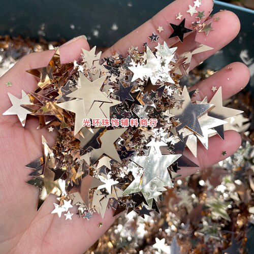 3-25mm无孔香槟金色五角星亮片大小混款填充星星珠片DIY材料饰品