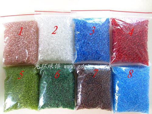 DIY米珠珠片/玻璃珠/磨沙珠2mm/4mm玻璃彩珠45克8色DIY饰品