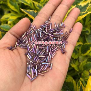 6mm透明彩紫色螺旋珠管串珠材料紫色玻璃管珠缝衣服竹节管DIY配件