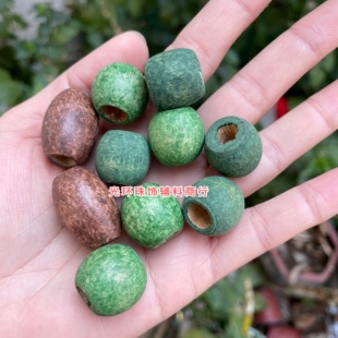 光环 木质大珠子手工饰品DIY材料配件 18mm大孔绿色咖啡色木珠