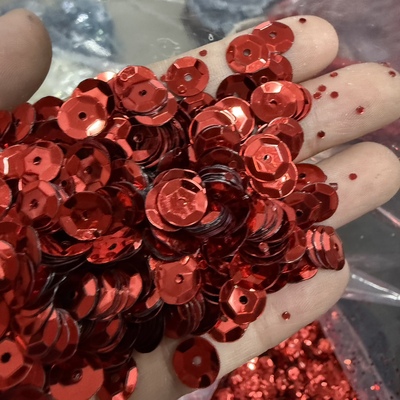 diy圆形凹面大红色手工辅料亮片