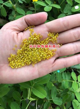 手工珠子 2mm3mm3.6mm银心方孔彩黄色米珠 串珠材料 高级服装辅料