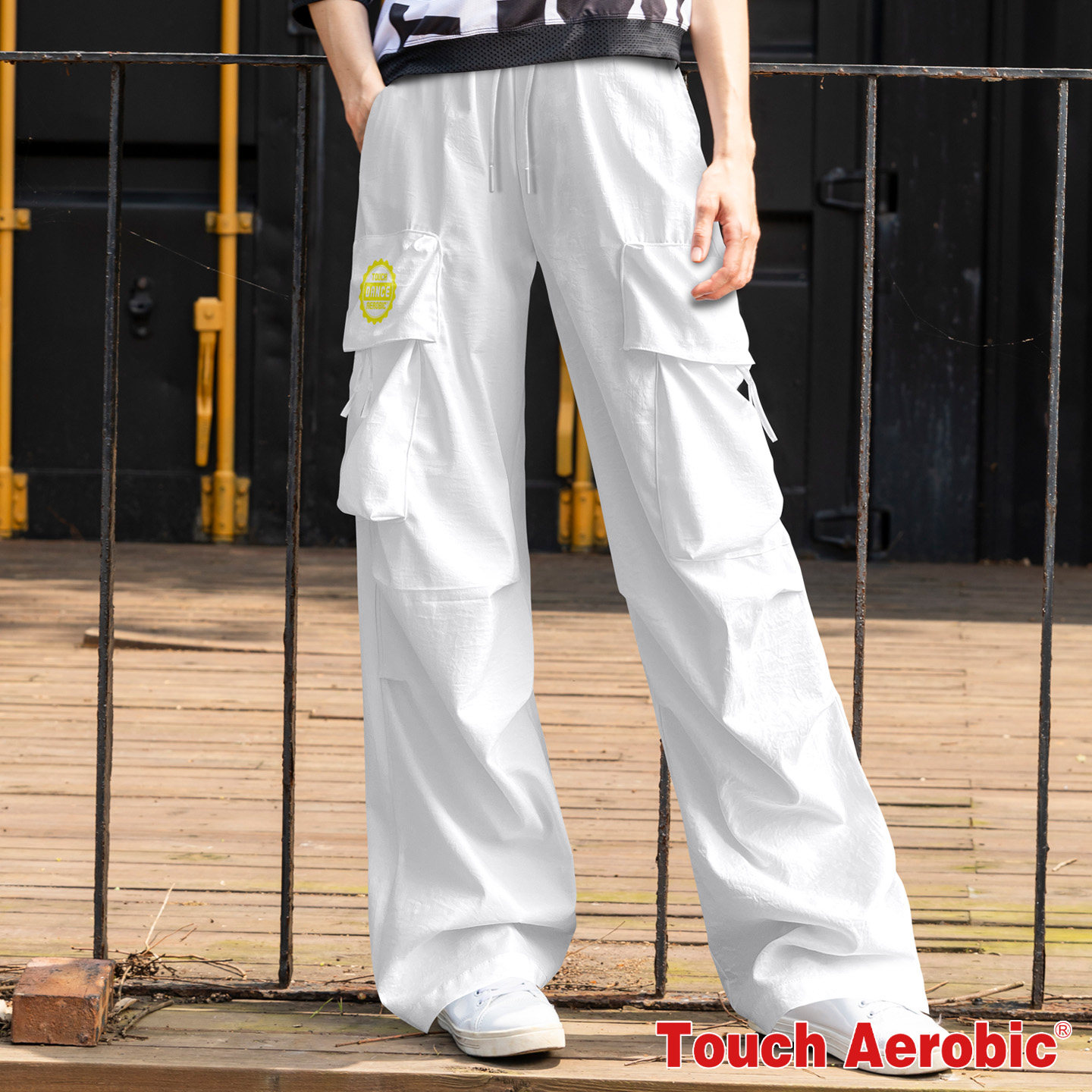 TOUCH AEROBIC欧美风时尚个性健身运动裤女宽版直筒舞蹈长裤9172