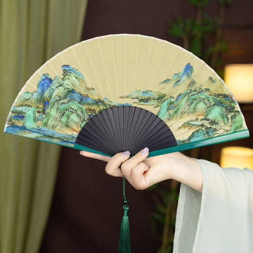 新中式扇子古风折扇江山图纳凉便携国风专业女表演舞蹈扇开合丝滑