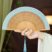 新款 折扇女古风小巧便携直播专用跳舞汉服日用扇旗袍流苏 扇子中式