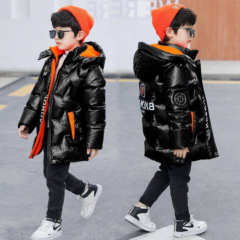 羽绒棉袄免洗韩版中长款加绒男童