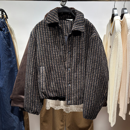 柜669！ZA冬季新款男装格纹丝绒猎装棉服夹克夹棉外套3833330 099